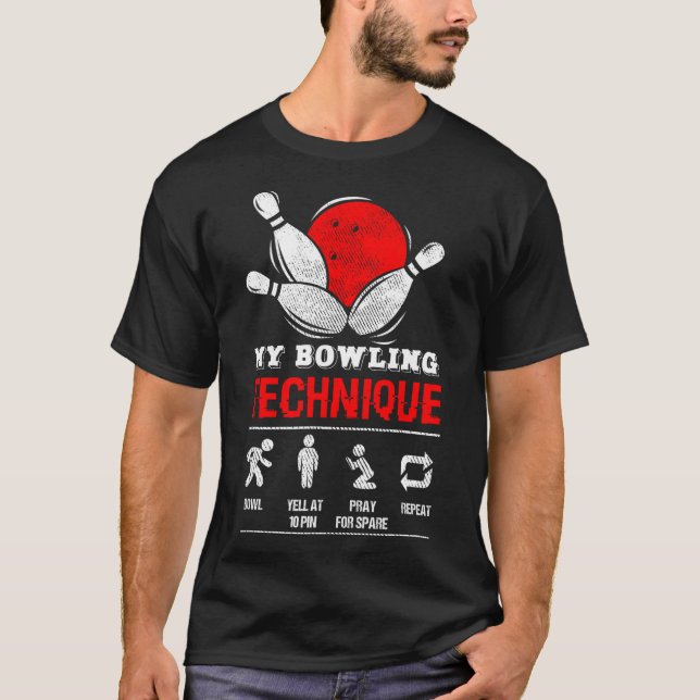 Bowling Technique Bowl League Member Men's Black M T-Shirt (Front)