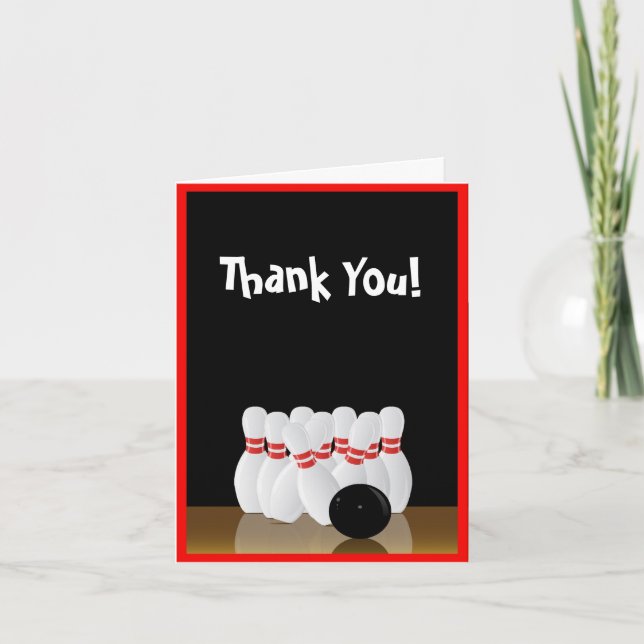 Bowling Thank You Note Card (Front)