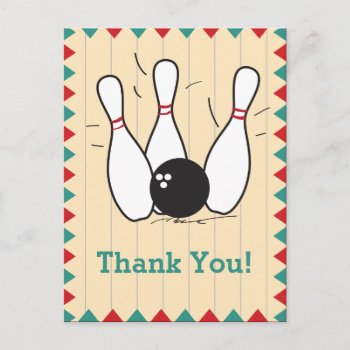 Bowling Thank You Postcard by adams_apple at Zazzle