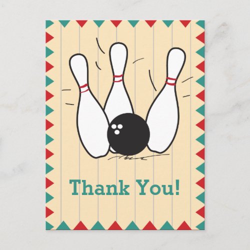 Bowling Thank You Postcard