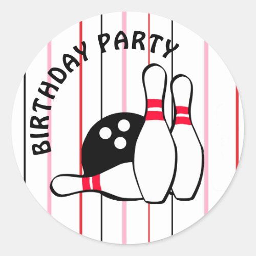 Bowling Themed Birthday Party Classic Round Sticker