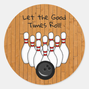 Bowling Themed Birthday Party Classic Round Sticker