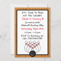 Watercolor Bowling Birthday Invitation 