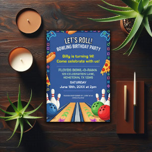 Bowling Themed Birthday Party Invitation