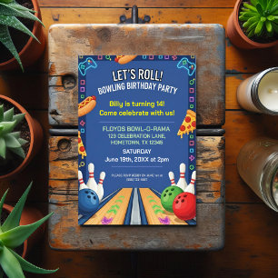 Bowling Themed Birthday Party Invitation Postcard