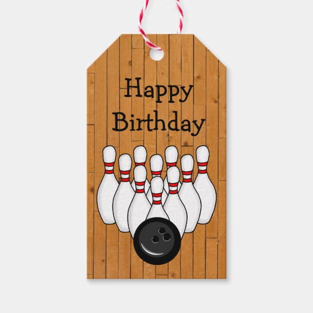 Bowling Themed Birthday To and From  Gift Tags (Front)