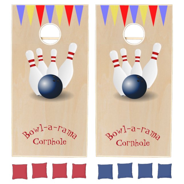 Bowling Themed Cornhole Game Set (Set)