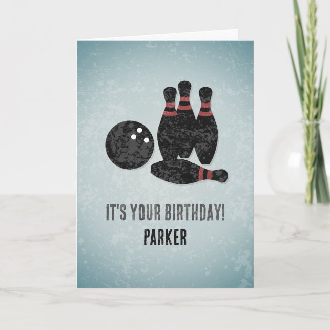 Bowling Themed Party - Cool Masculine Birthday Card (Front)