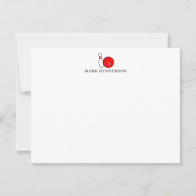 Bowling Themed Personalized Stationery Bowling Note Card (Front)