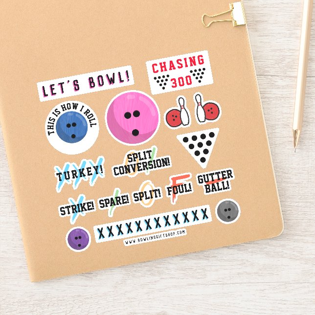 Bowling Themed Sticker Sheet (Notebook)