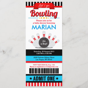 Bowling Ticket Pass Baby Shower Invitation