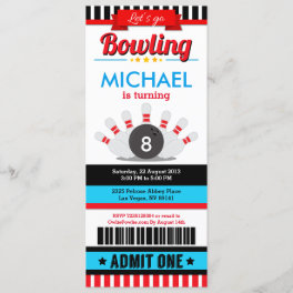 Bowling Ticket Pass Birthday Party Invitation