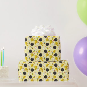 Bowling Tournament Winner Pins Trophy Pattern Wrapping Paper
