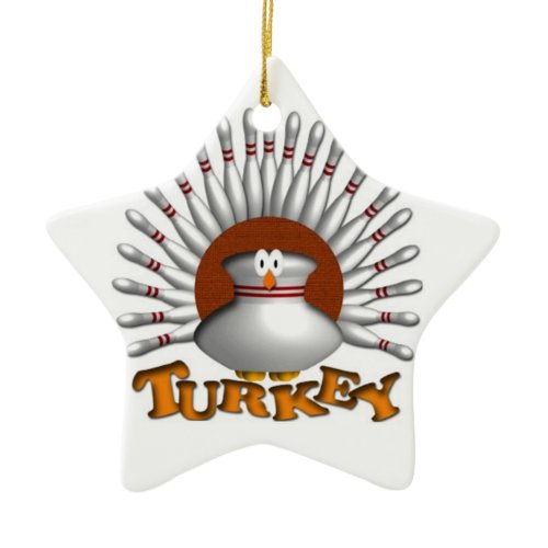 Bowling turkey ceramic ornament