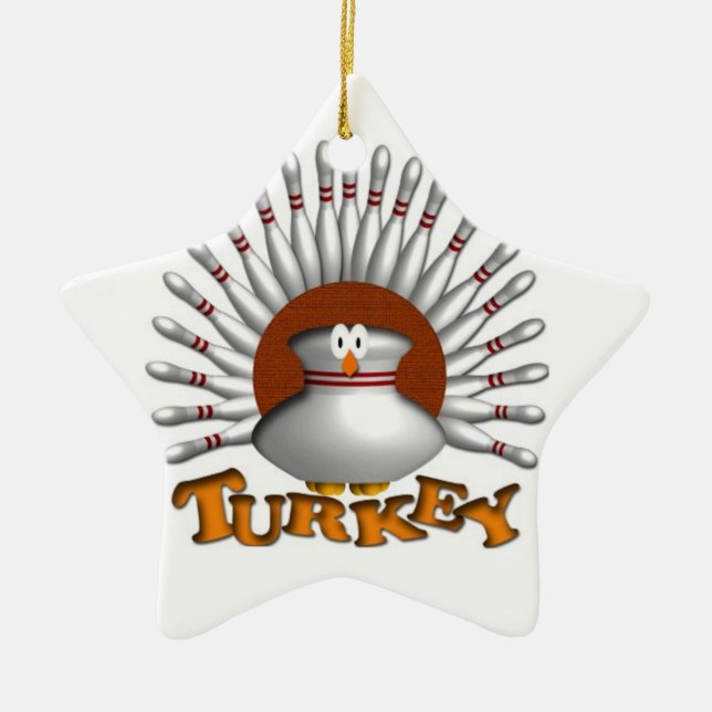Bowling turkey ceramic ornament (Front)
