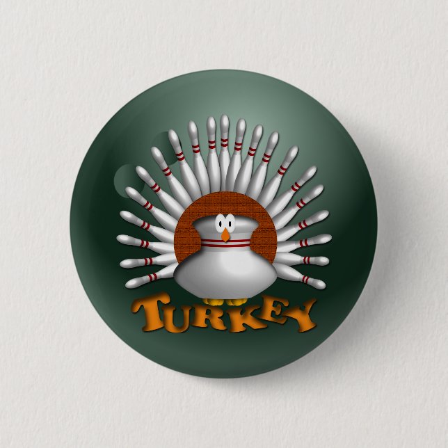Bowling Turkey Pinback Button (Front)