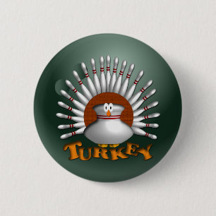 Bowling Turkey Pinback Button