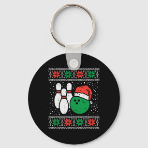 Bowling Ugly Christmas Sweater Sport Bowls Xmas Me Keychain