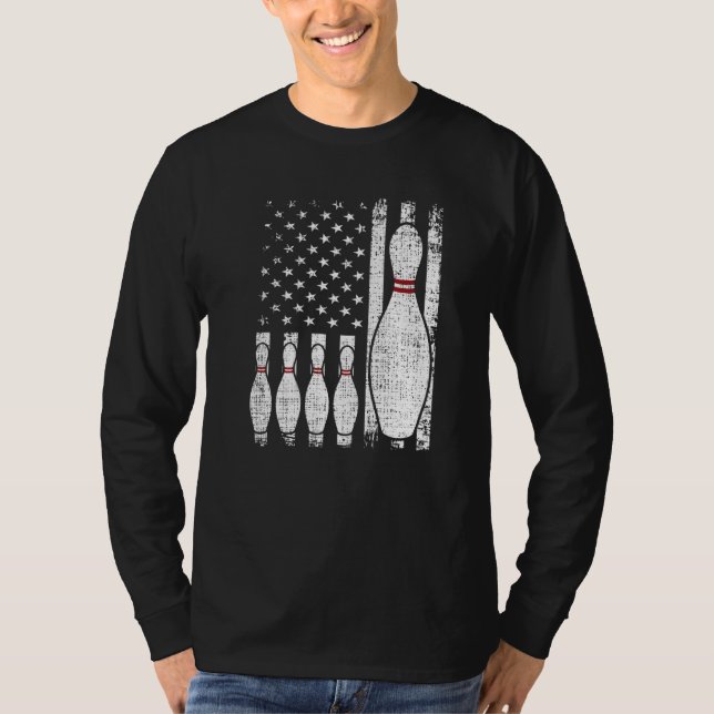 bowling us flag Bowling Player bowling pin Premium T-Shirt (Front)