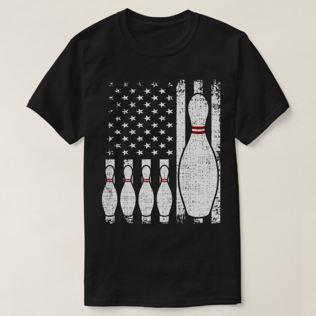 Bowling Us Flag Bowling Player  T-Shirt (Design Front)