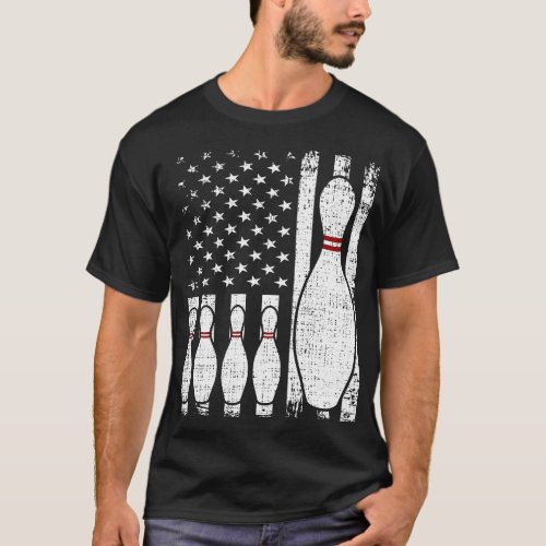 Bowling Us Flag Bowling Player  T_Shirt