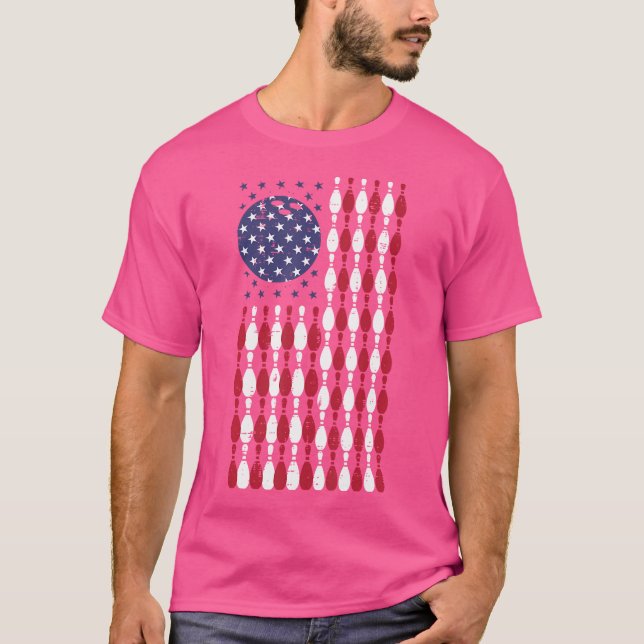 Bowling Usa Flag 4Th Of July Patriotic Bowler T-Shirt (Front)