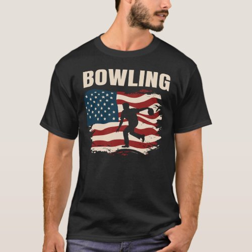 Bowling USA Flag _ National Bowling Day T_Shirt