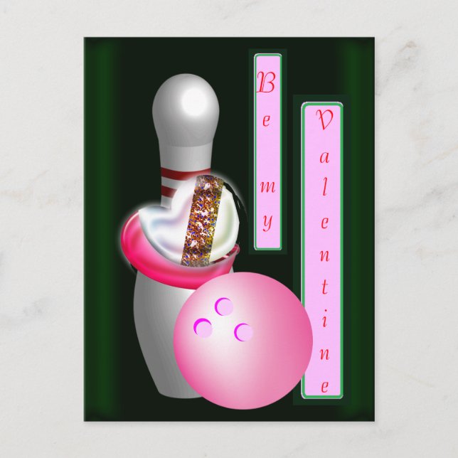 Bowling Valentine Holiday Postcard (Front)