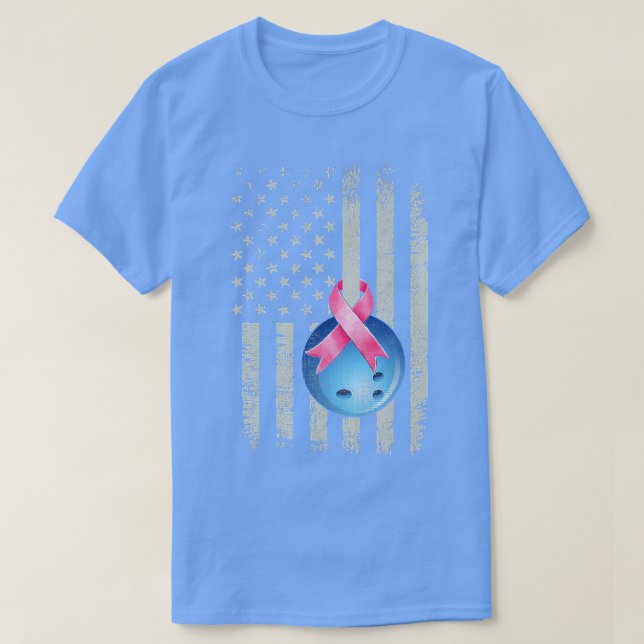 Bowling Wear Pink Ribbon Breast Cancer Awareness M T-Shirt (Design Front)
