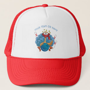 Bowling Wild Turkey With Ball And Pins Trucker Hat