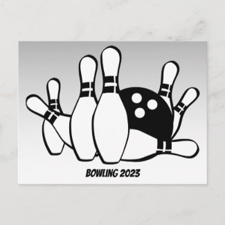 Bowling  with 2023 Calendar on Back Postcard