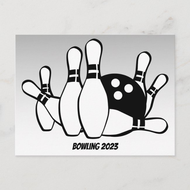Bowling with 2023 Calendar on Back Postcard