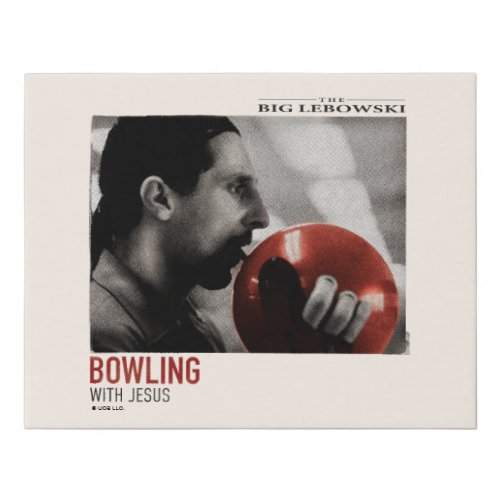 Bowling With Jesus Halftone Photo Graphic Faux Canvas Print