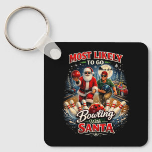 Bowling with Santa Keychain