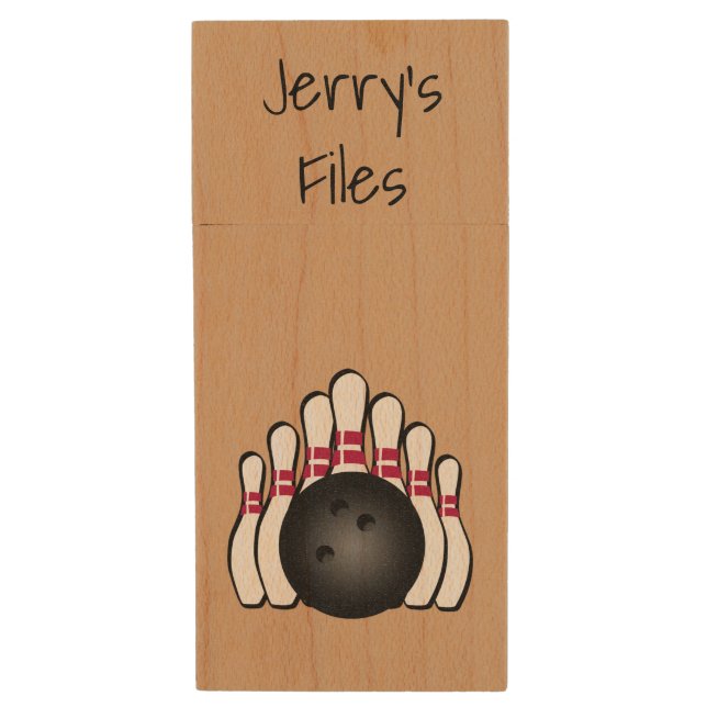 Bowling Wood Flash Drive (Front Vertical)