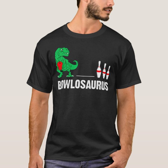 Bowlosaurus T Rex Dinosaur Bowling T-Shirt (Front)