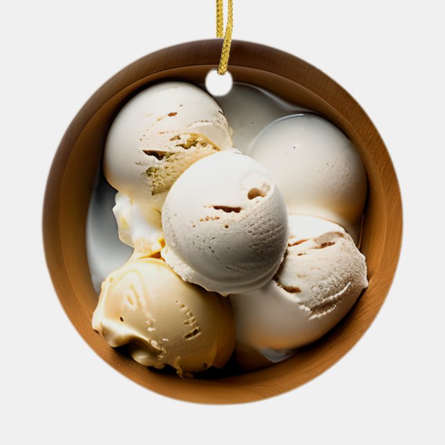 Bowls of Ice Cream Food Puns Christmas Ceramic Ornament (Front)