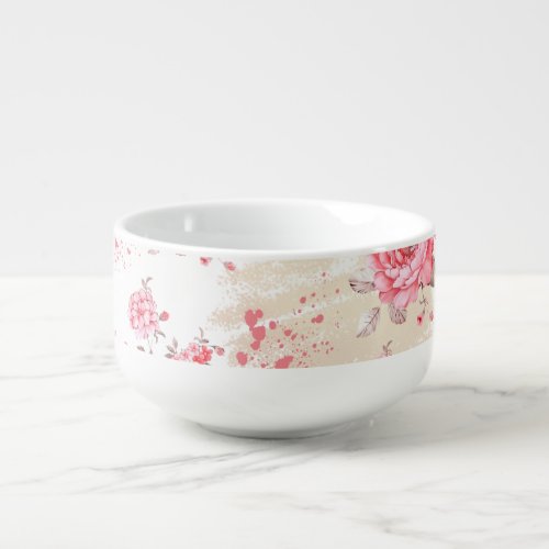  bowls with floral pink bouquet