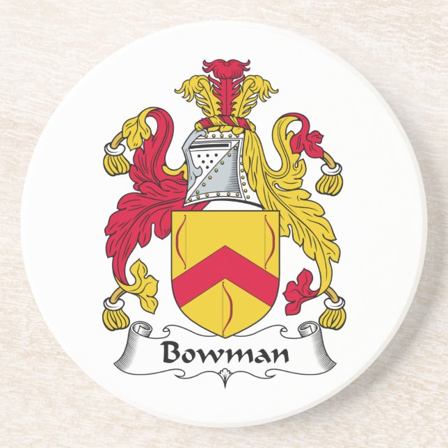 Bowman Family Crest Sandstone Coaster (Front)