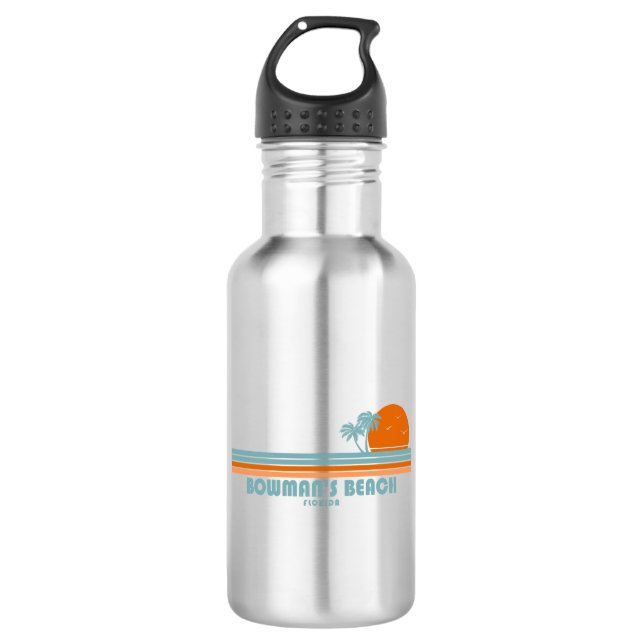 Bowman's Beach Florida Sun Palm Trees Stainless Steel Water Bottle (Front)