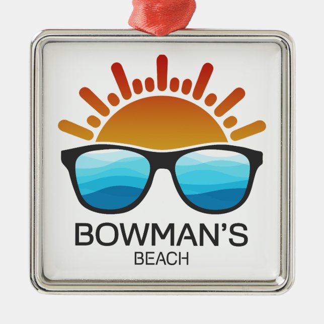 Bowman's Beach Florida Sunglasses Metal Ornament (Front)