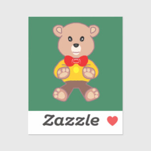 Bowrmtie Teddy bear on Green Sticker
