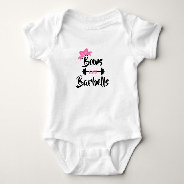 Bows and barbells baby bodysuit (Front)