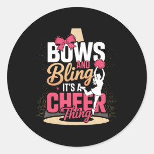 Bows And Bling It's A Cheer Thing Cheerleading Che Classic Round Sticker
