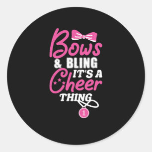 Bows And Bling Its A Cheer Thing Girl Cheerleader Classic Round Sticker
