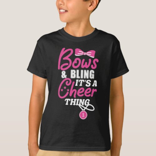 Bows And Bling Its A Cheer Thing Girl Cheerleader T_Shirt