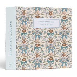 Bows and Blossoms Blue Baby Photo Album 3 Ring Binder