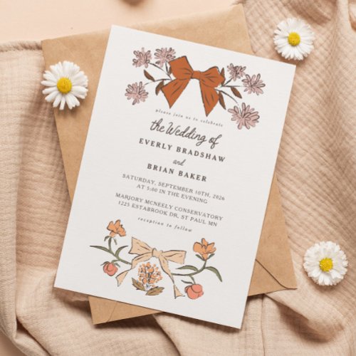 Bows and Blossoms Coquette Wedding Invitation