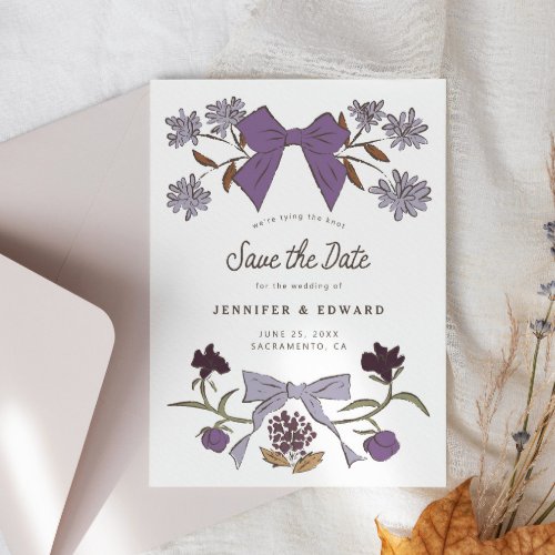 Bows and Blossoms Lilac Save The Date