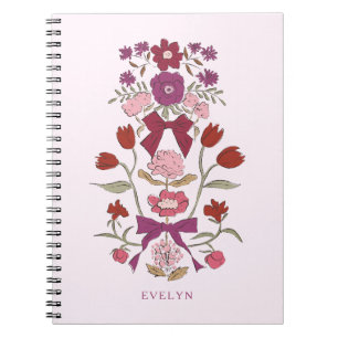Bows and Blossoms Rustic Magenta Notebook